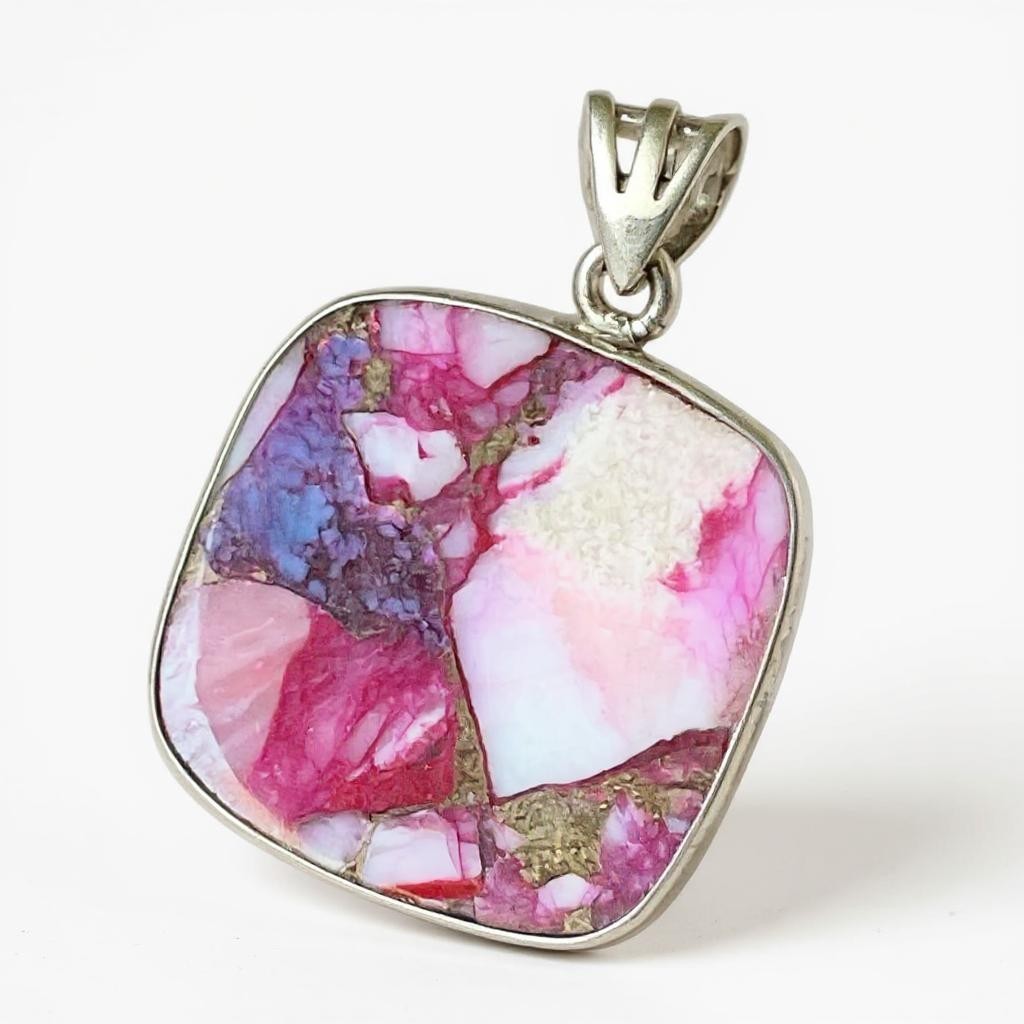 Colgante Turquesa Pink Dhalia Kingman Plata 925 - Joyas Velardi