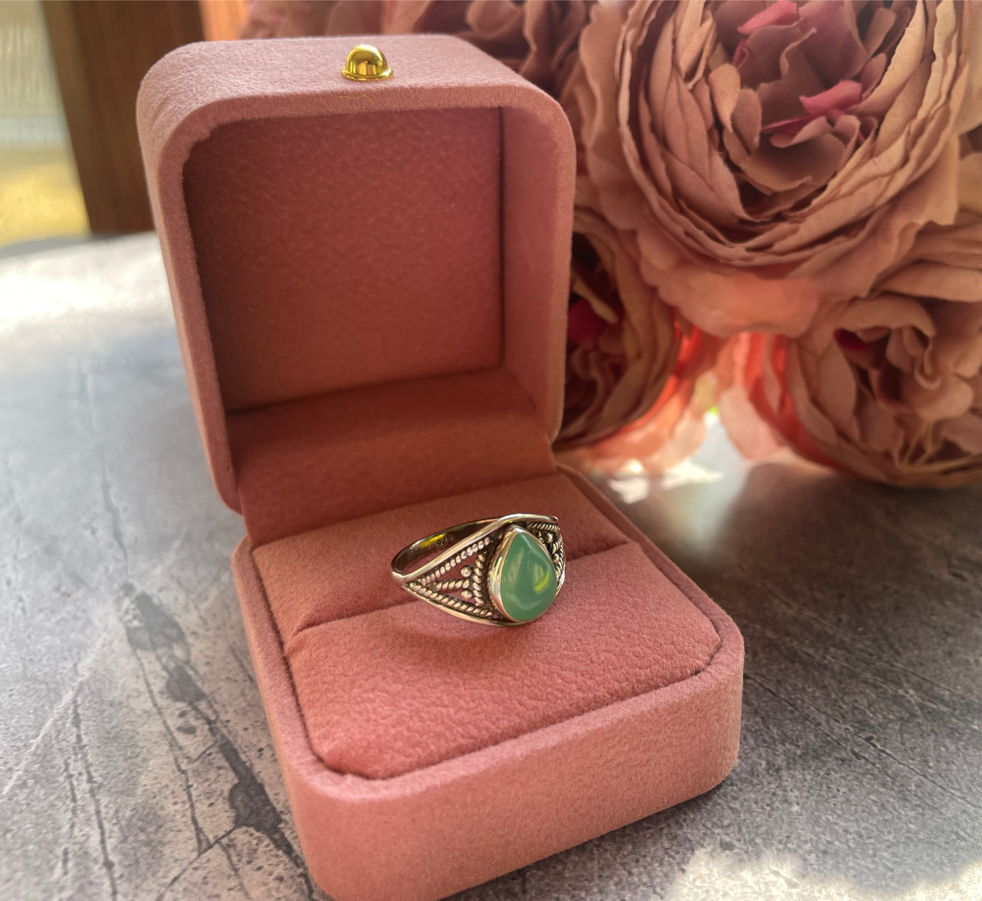 Anillo Crisoprasa natural Plata 925