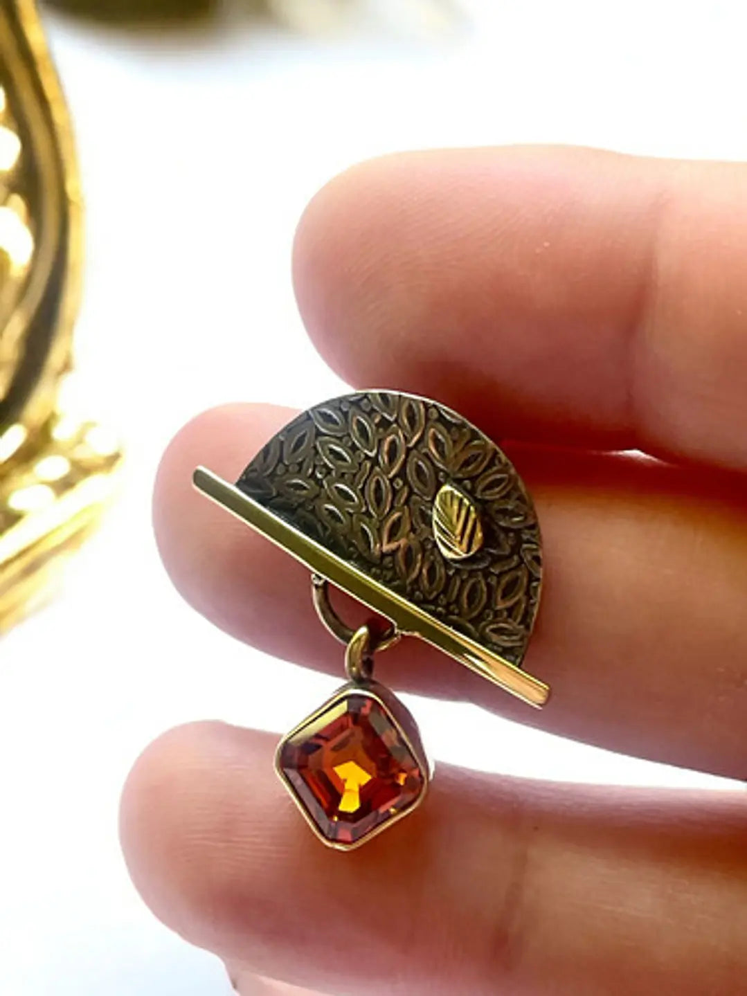 Aros De Zafiro Padparadsha En Plata Con Oro - Joyas Velardi