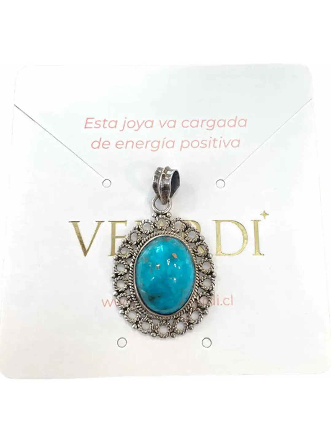 Colgante Turquesa Persa Con Pirita - Rara- Plata 925 - Joyas Velardi