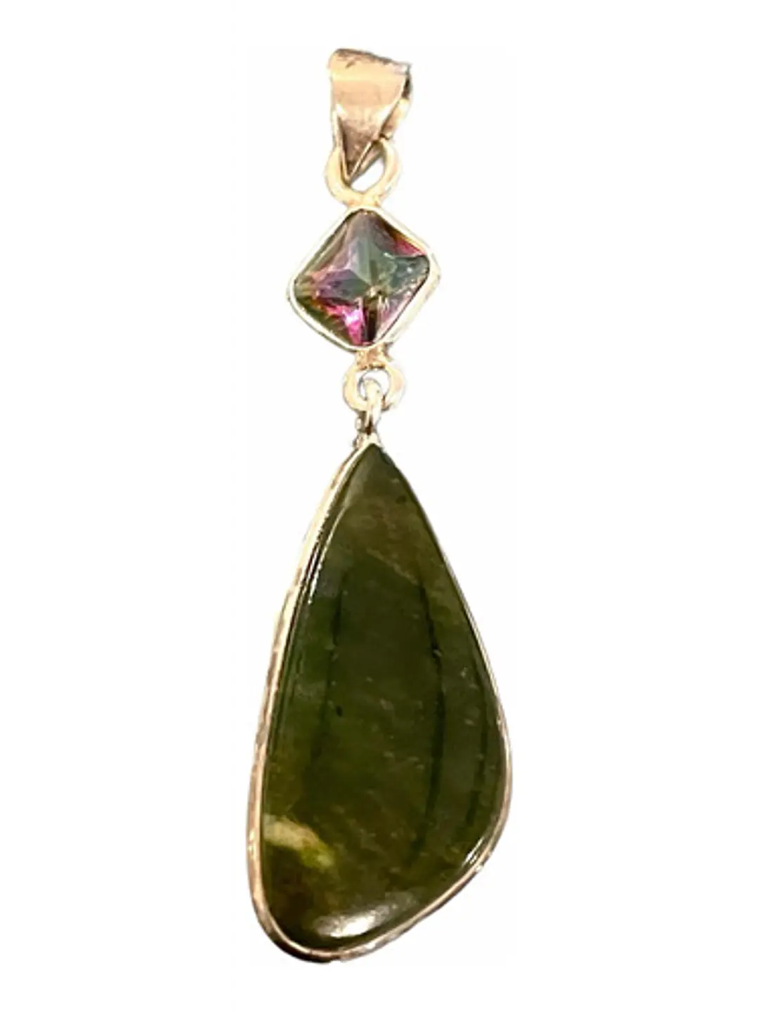 Colgante De Calcedonia Cromo Y Topacio Místico - Joyas Velardi