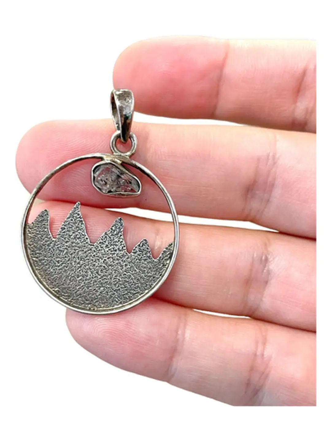 Colgante Diamante Herkimer Montañas De Plata - Joyas Velardi