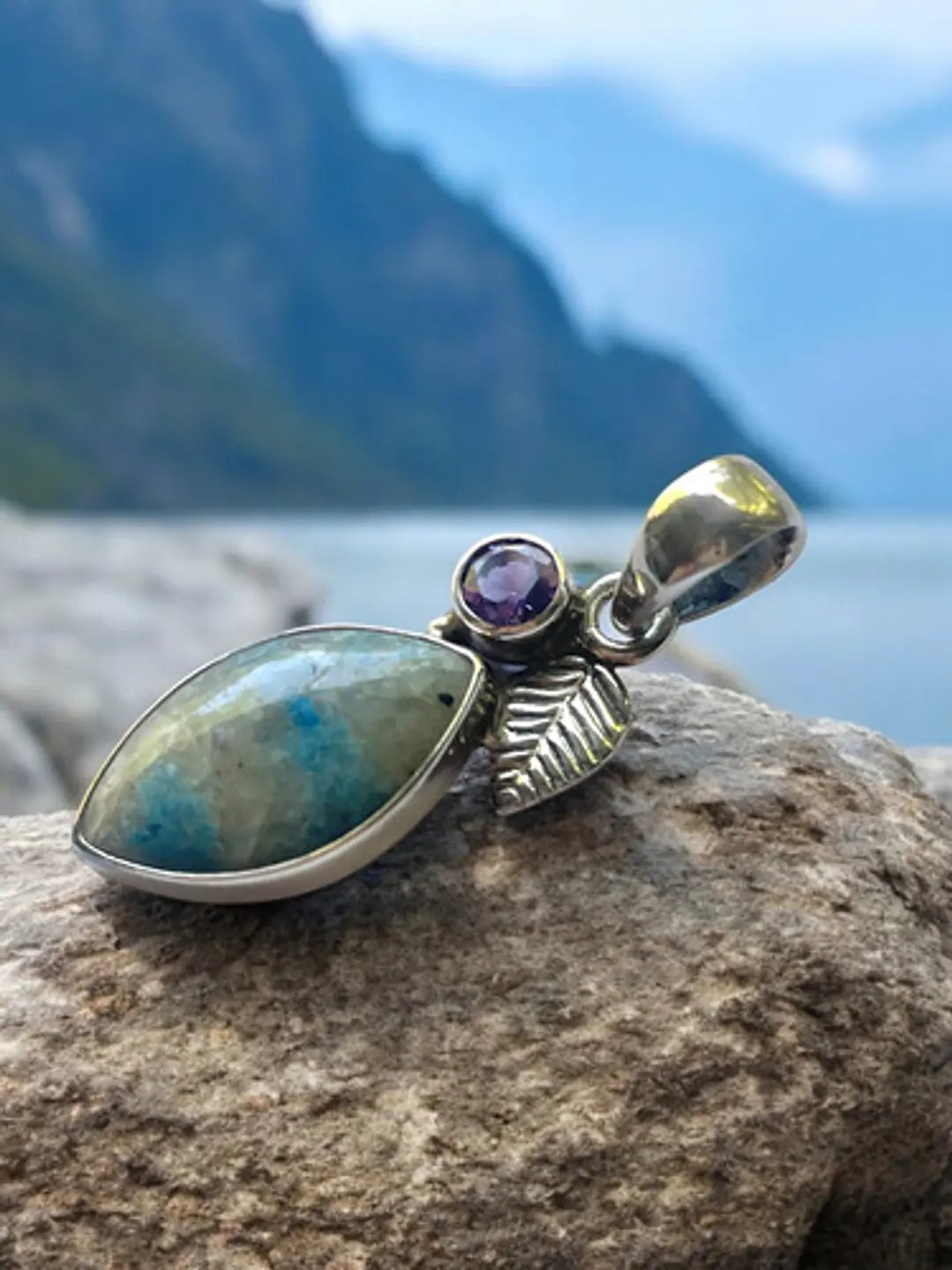 Colgante De Canvasita De La India Y Amatista De África - Joyas Velardi