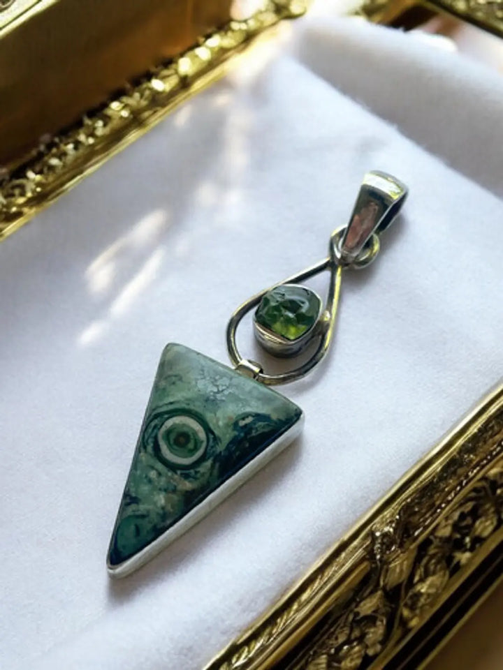 Colgante Jaspe Star Galaxy Con Peridoto Plata 925 - Joyas Velardi