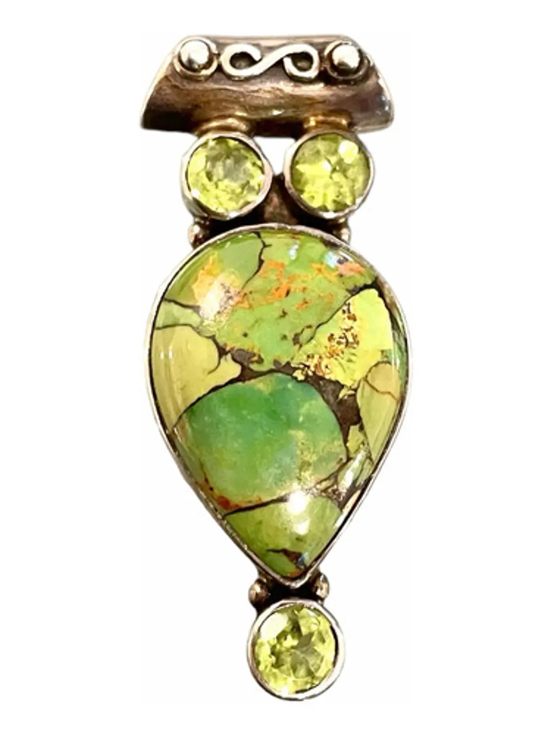 Colgante Turquesa Verde De Arizona Con Peridoto - Joyas Velardi