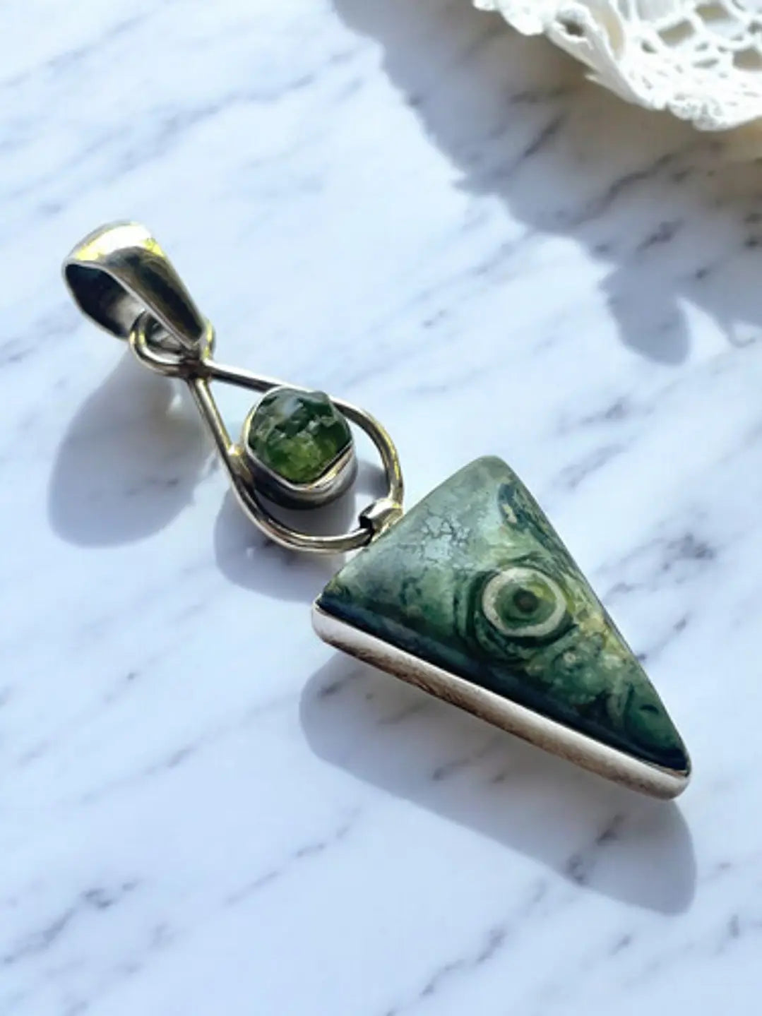 Colgante Jaspe Star Galaxy Con Peridoto Plata 925 - Joyas Velardi
