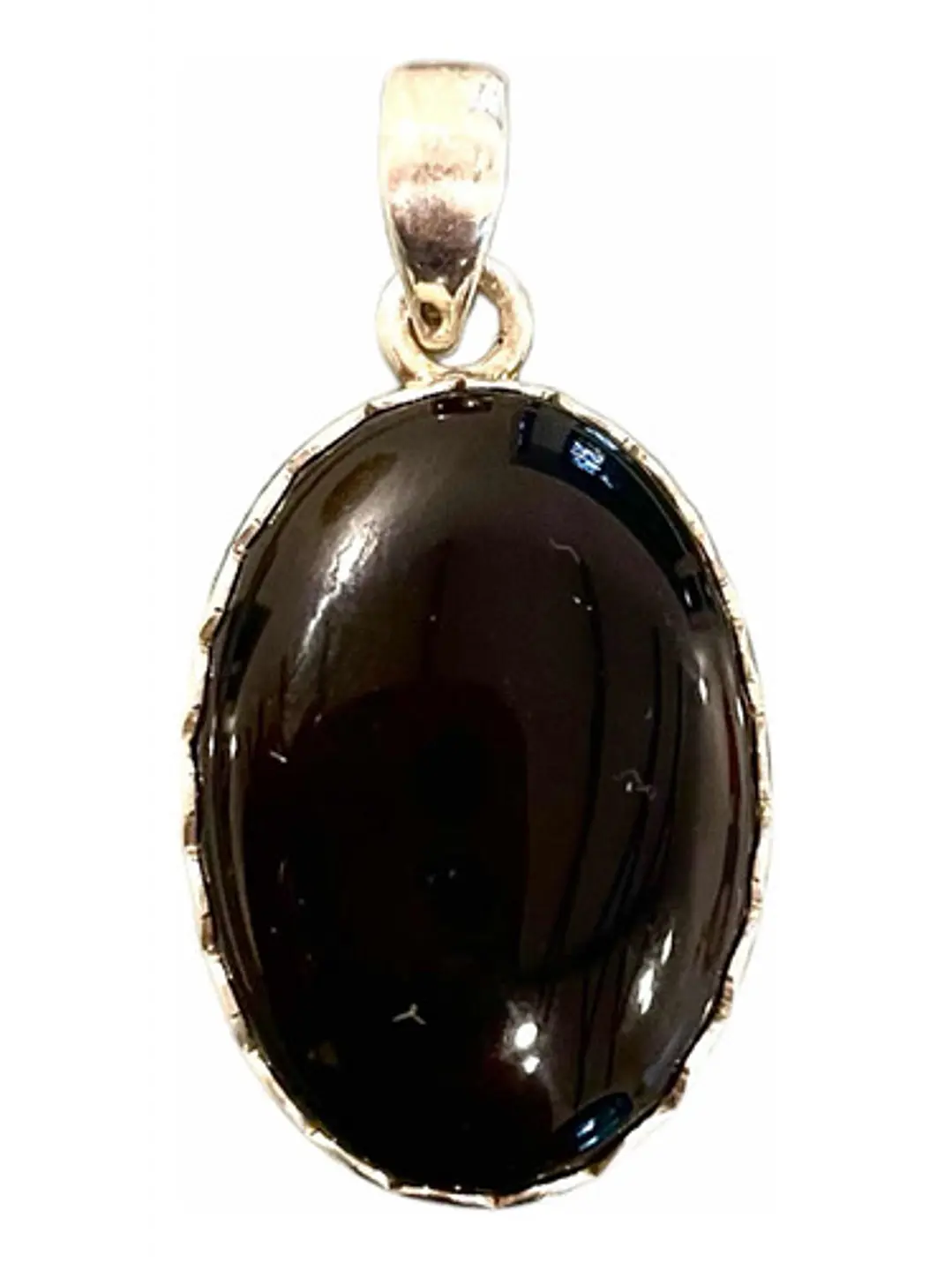 Colgante De Ónix Negro  En Plata - Joyas Velardi