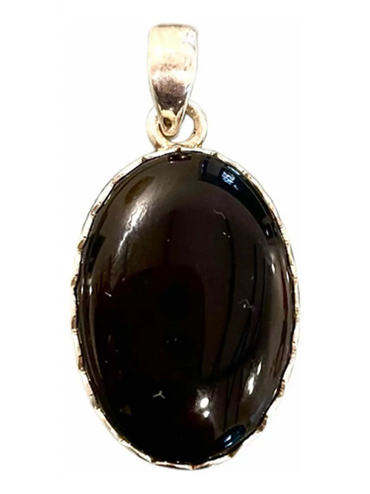 Colgante De Ónix Negro  En Plata - Joyas Velardi