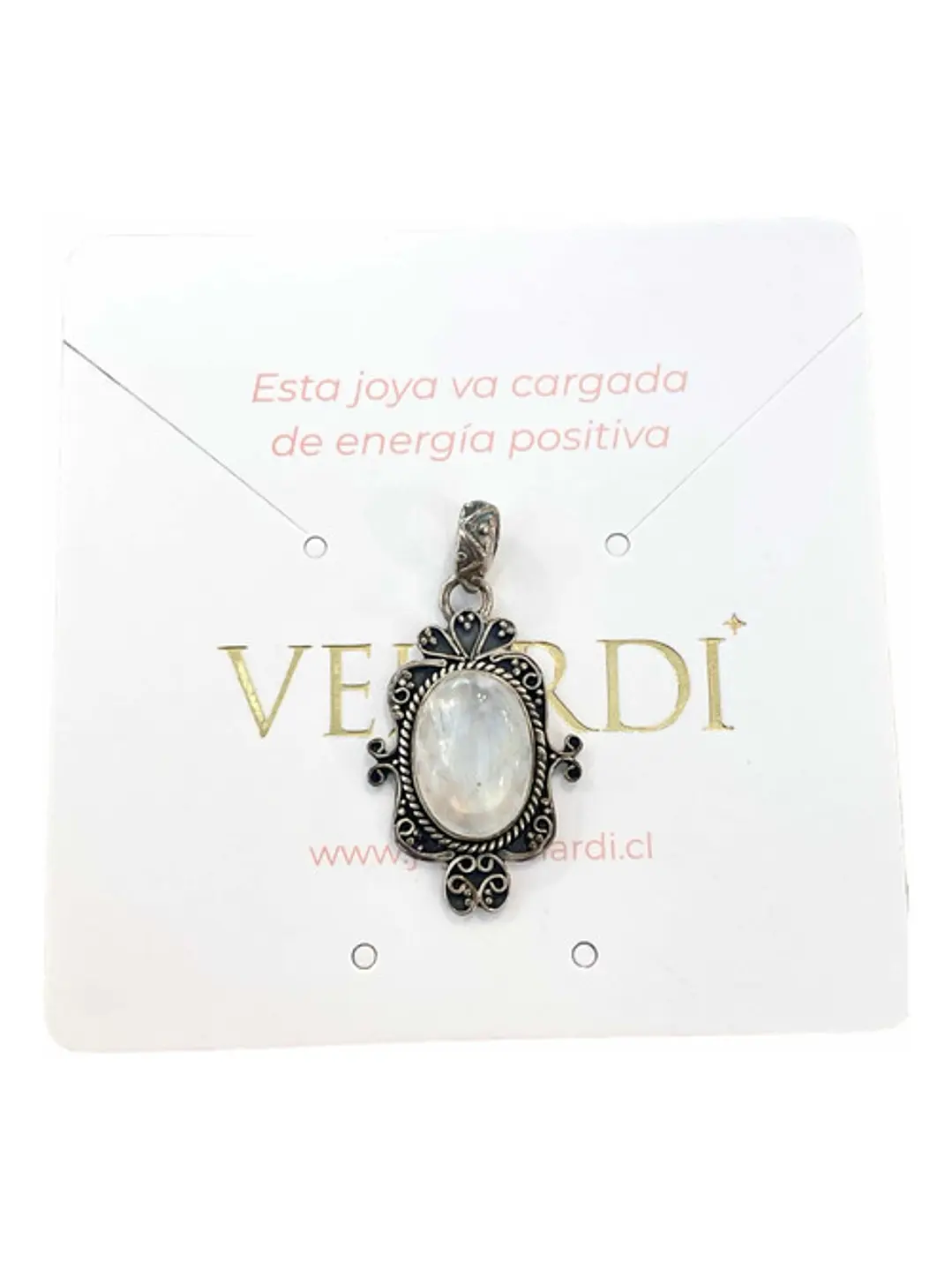 Colgante De Piedra Luna Arcoíris De India En Plata - Joyas Velardi