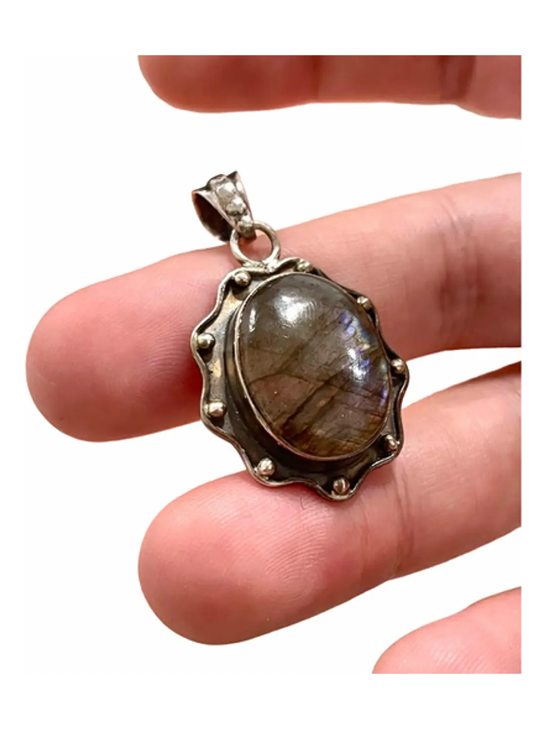 Colgante Espectrolita Labradorita De Finlandia Plata - Joyas Velardi