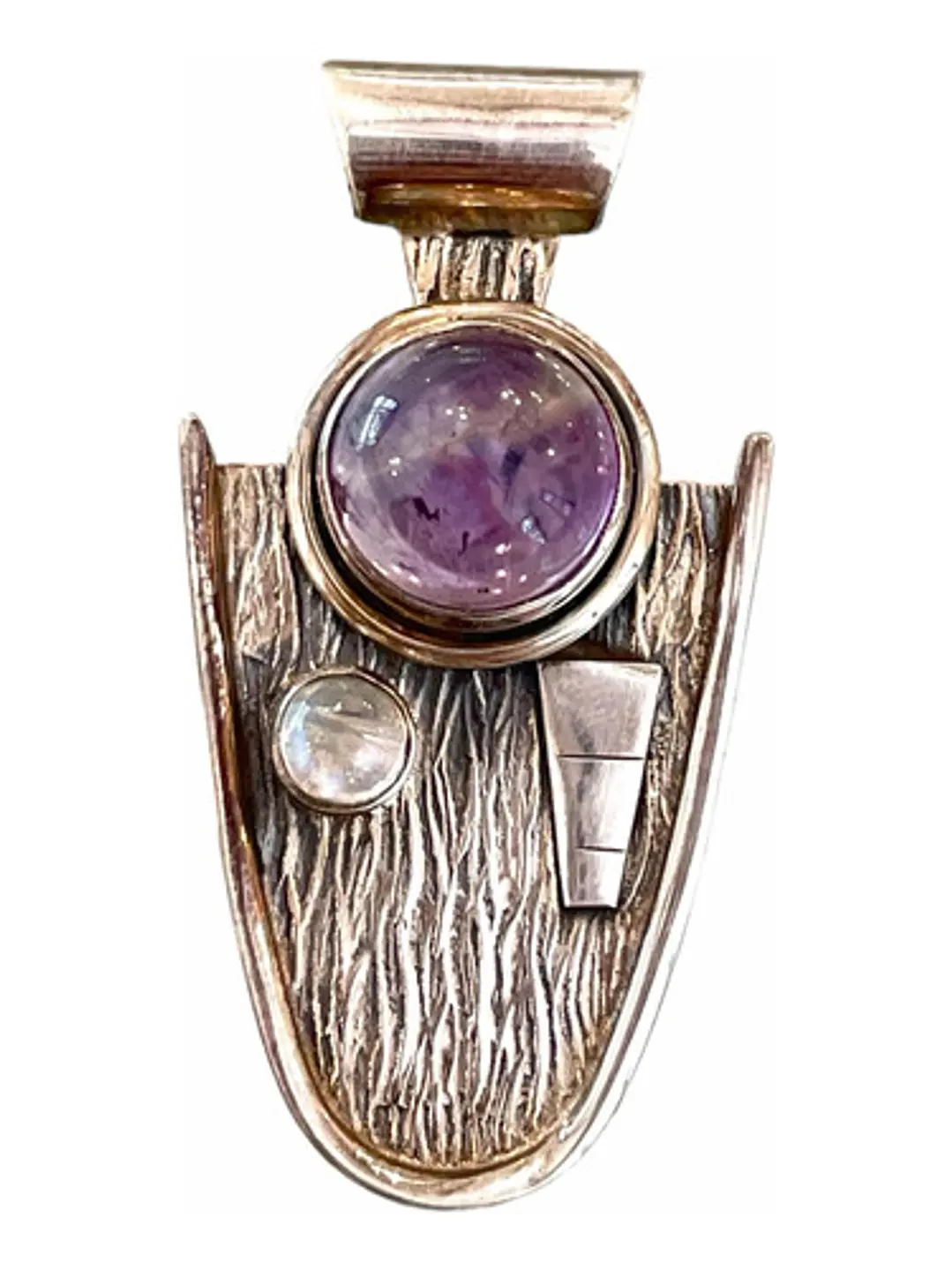 Colgante Amatista De África Y Piedra Luna Arcoíris De India - Joyas Velardi