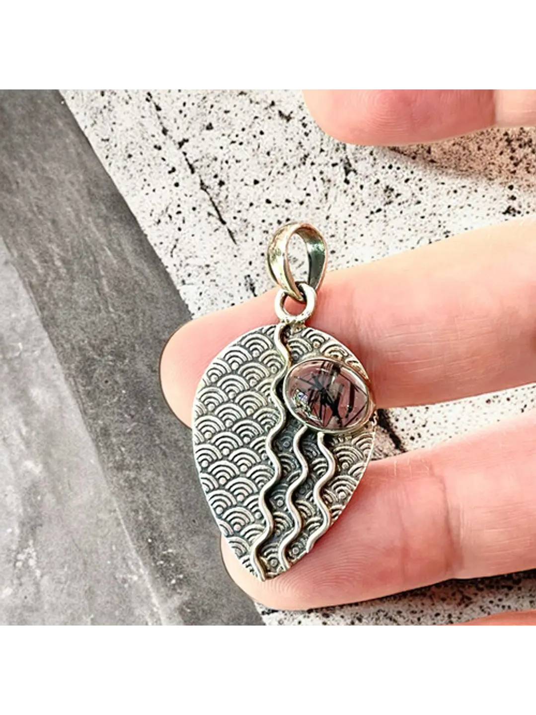 Colgante Turmalina Negra En Cuarzo Plata - Joyas Velardi