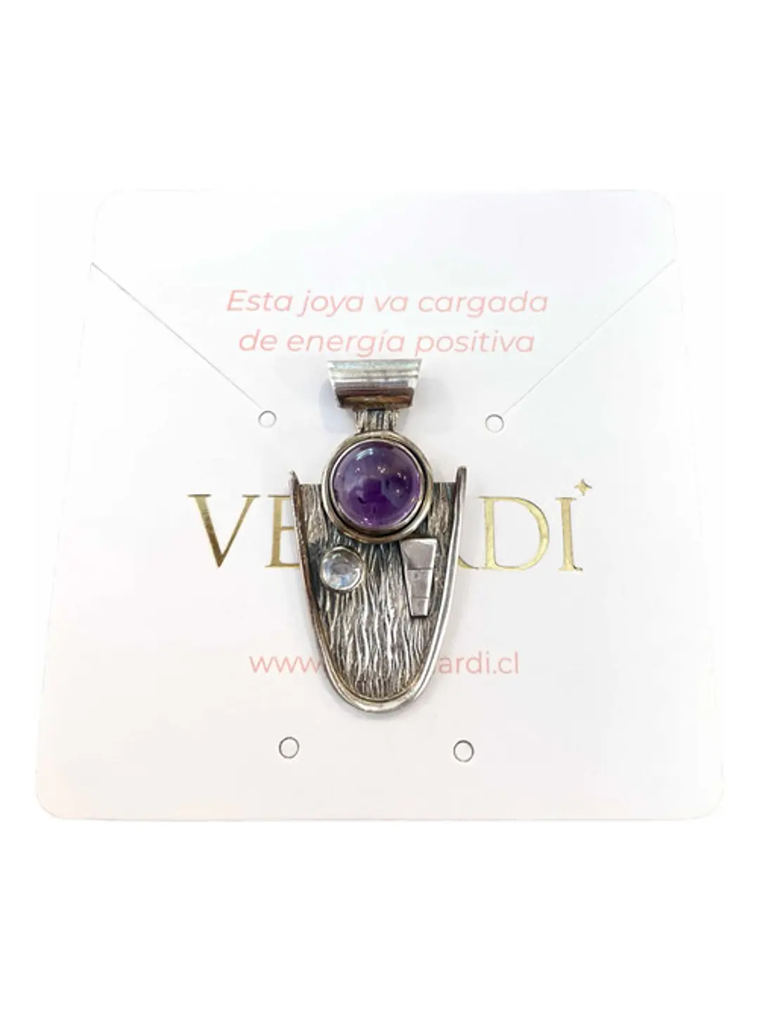 Colgante Amatista De África Y Piedra Luna Arcoíris De India - Joyas Velardi