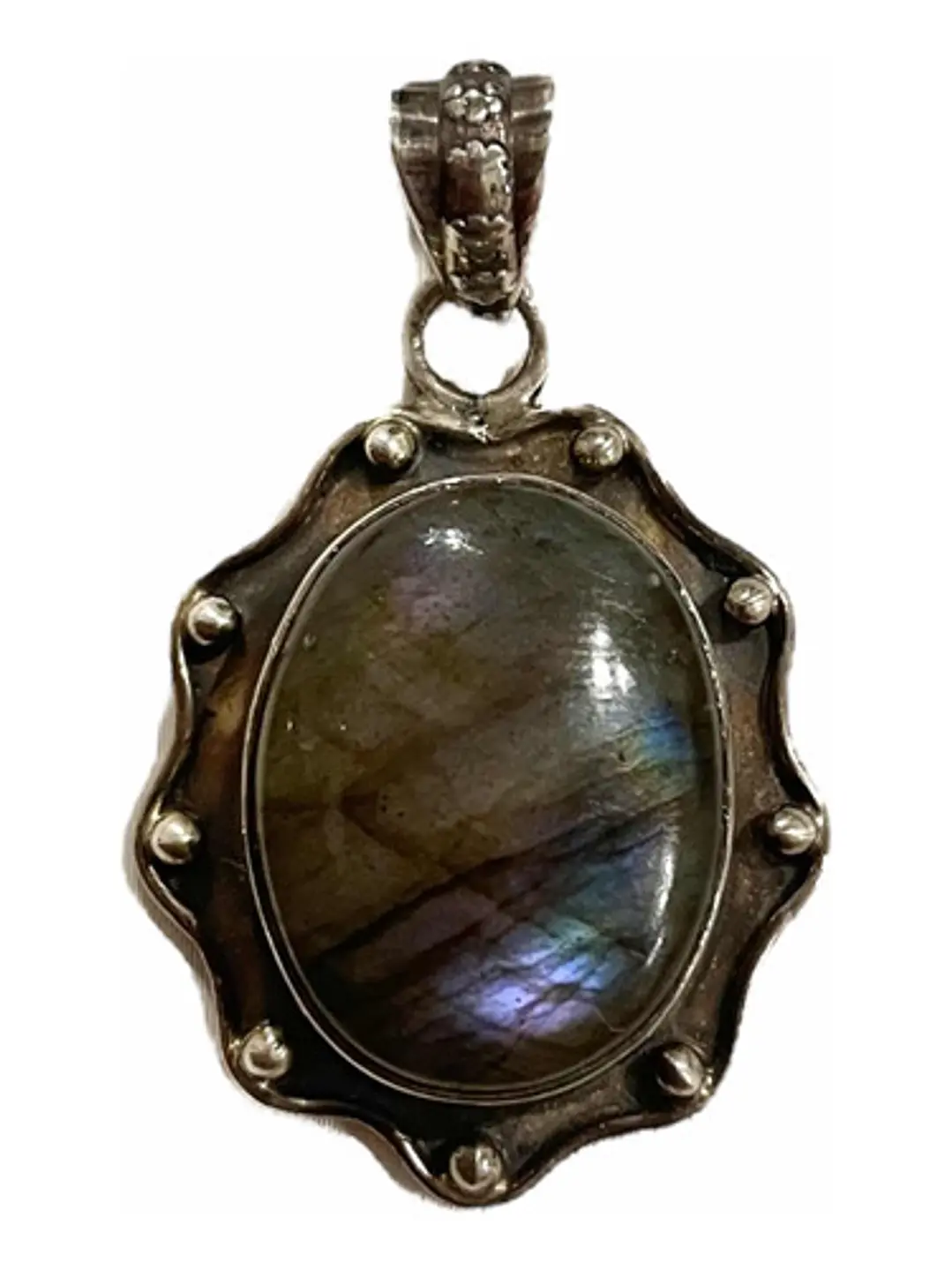 Colgante Espectrolita Labradorita De Finlandia Plata - Joyas Velardi