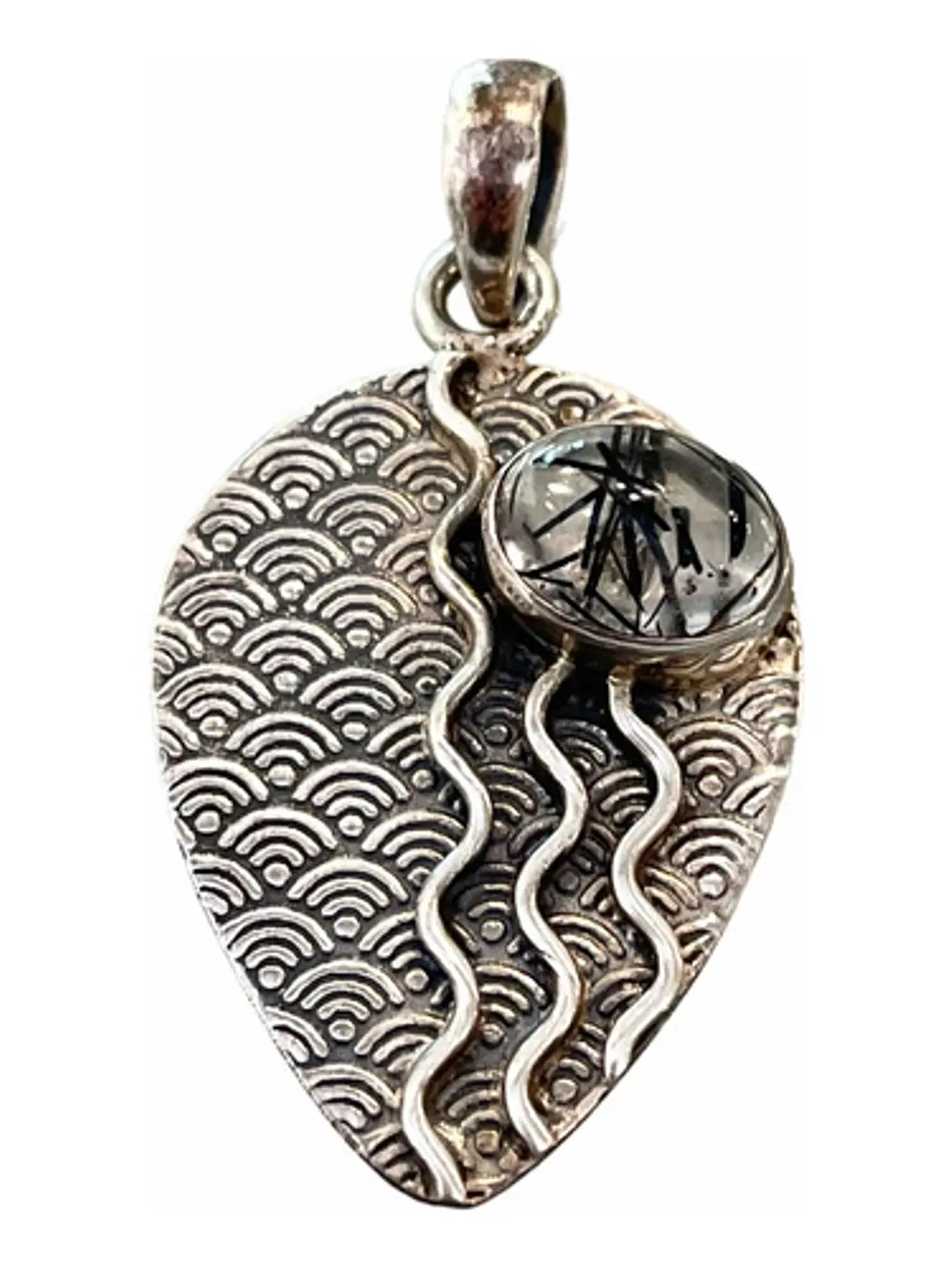 Colgante Turmalina Negra En Cuarzo Plata - Joyas Velardi