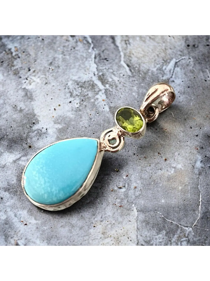 Colgante De Smithsonita Y Peridoto En Plata - Joyas Velardi