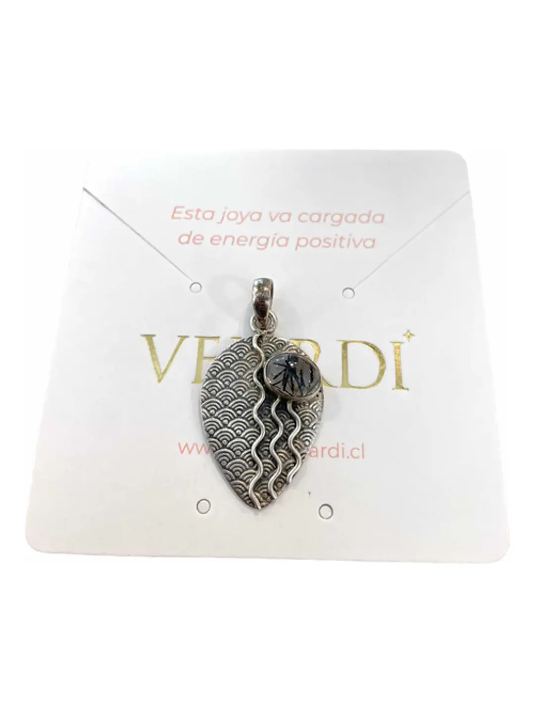 Colgante Turmalina Negra En Cuarzo Plata - Joyas Velardi