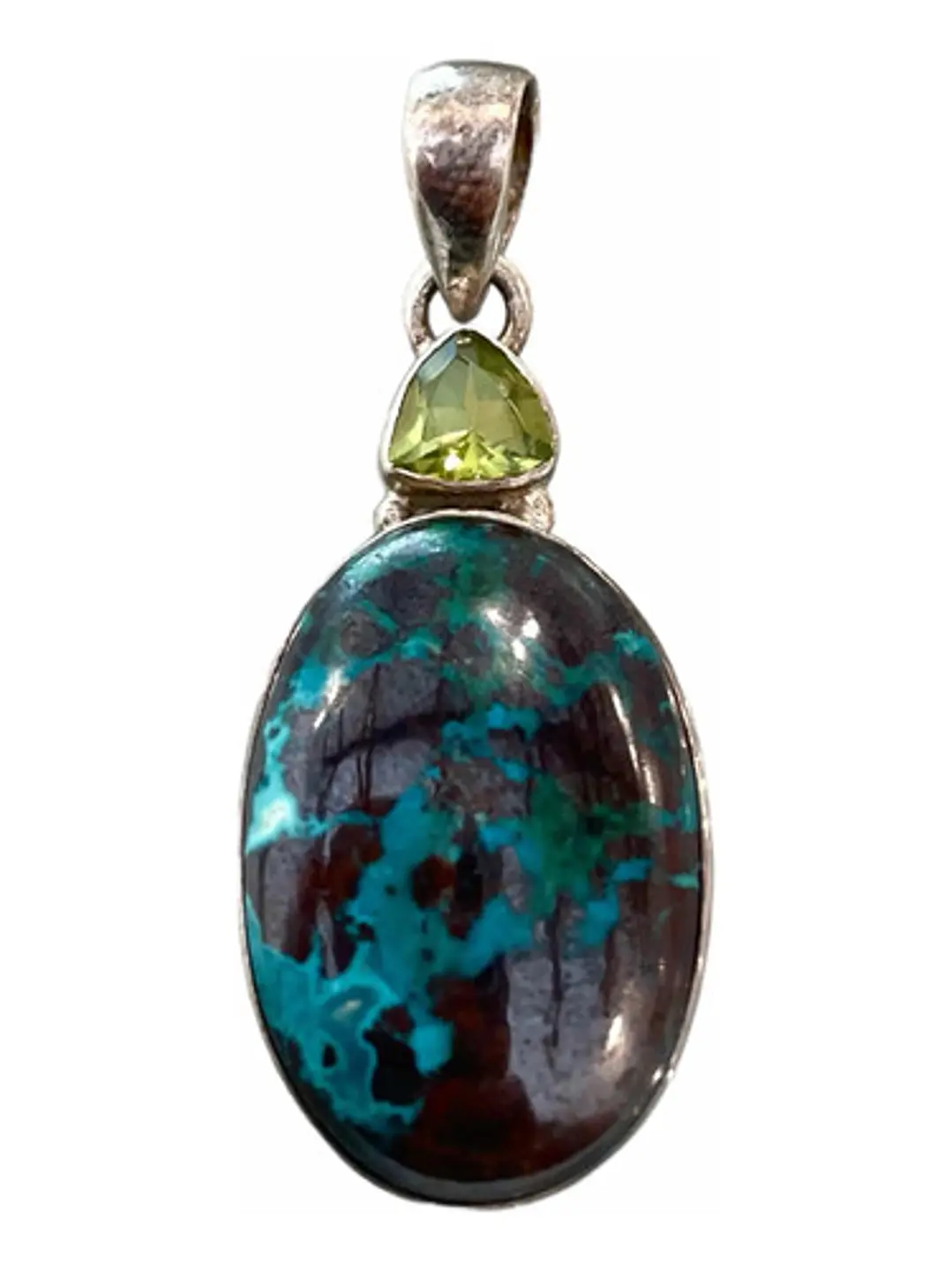 Colgante De Shattuckita Premium De Usa Y Peridoto - Joyas Velardi