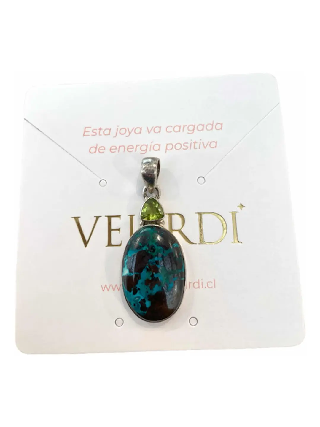 Colgante De Shattuckita Premium De Usa Y Peridoto - Joyas Velardi