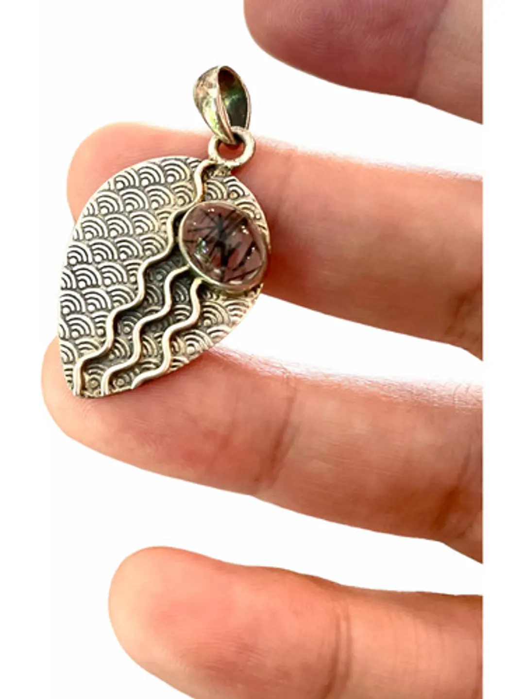 Colgante Turmalina Negra En Cuarzo Plata - Joyas Velardi