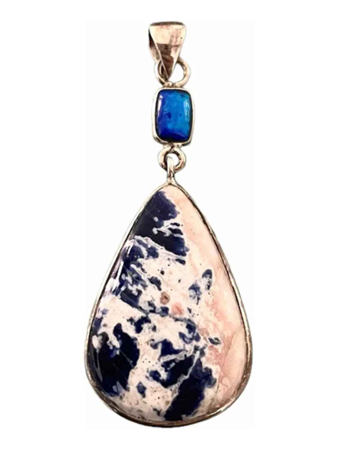 Colgante De Sodalita Naranja Y Ópalo Fuego En Plata - Joyas Velardi