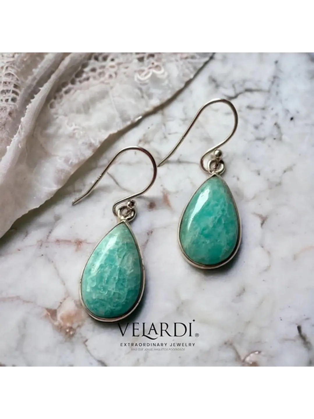 Aros De Amazonita Paraiba En Plata - Chiara Exclusive - Joyas Velardi