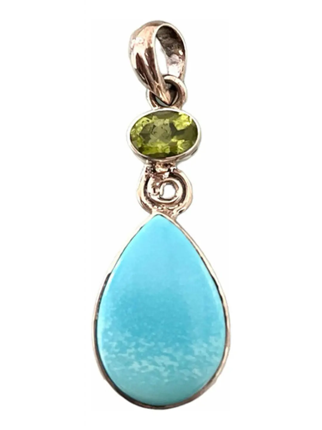 Colgante De Smithsonita Y Peridoto En Plata - Joyas Velardi