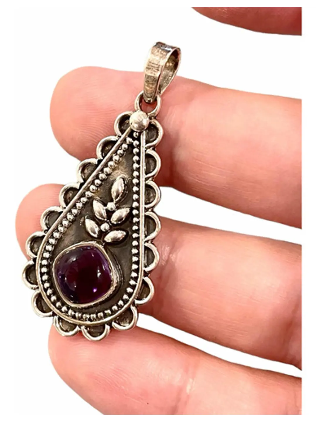 Colgante De Amatista De África En Plata Nature - Joyas Velardi