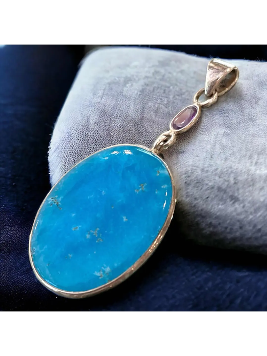 Colgante De Smithsonita Con Amatista De África Plata - Joyas Velardi