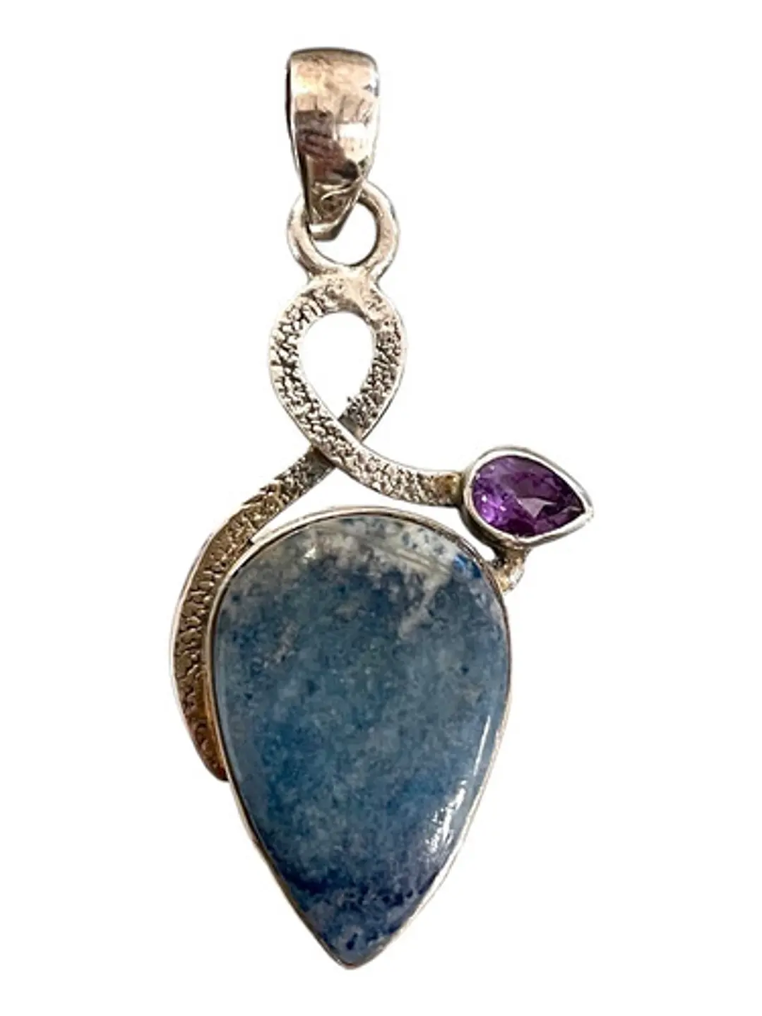 Colgante Scheelita Azul De Turquía Y Amatista De África Plata - Joyas Velardi