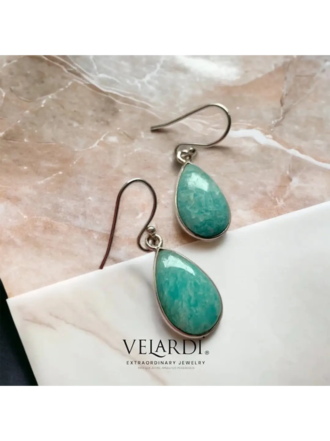 Aros De Amazonita Paraiba En Plata - Chiara Exclusive - Joyas Velardi