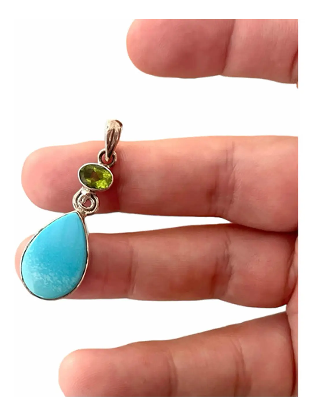 Colgante De Smithsonita Y Peridoto En Plata - Joyas Velardi