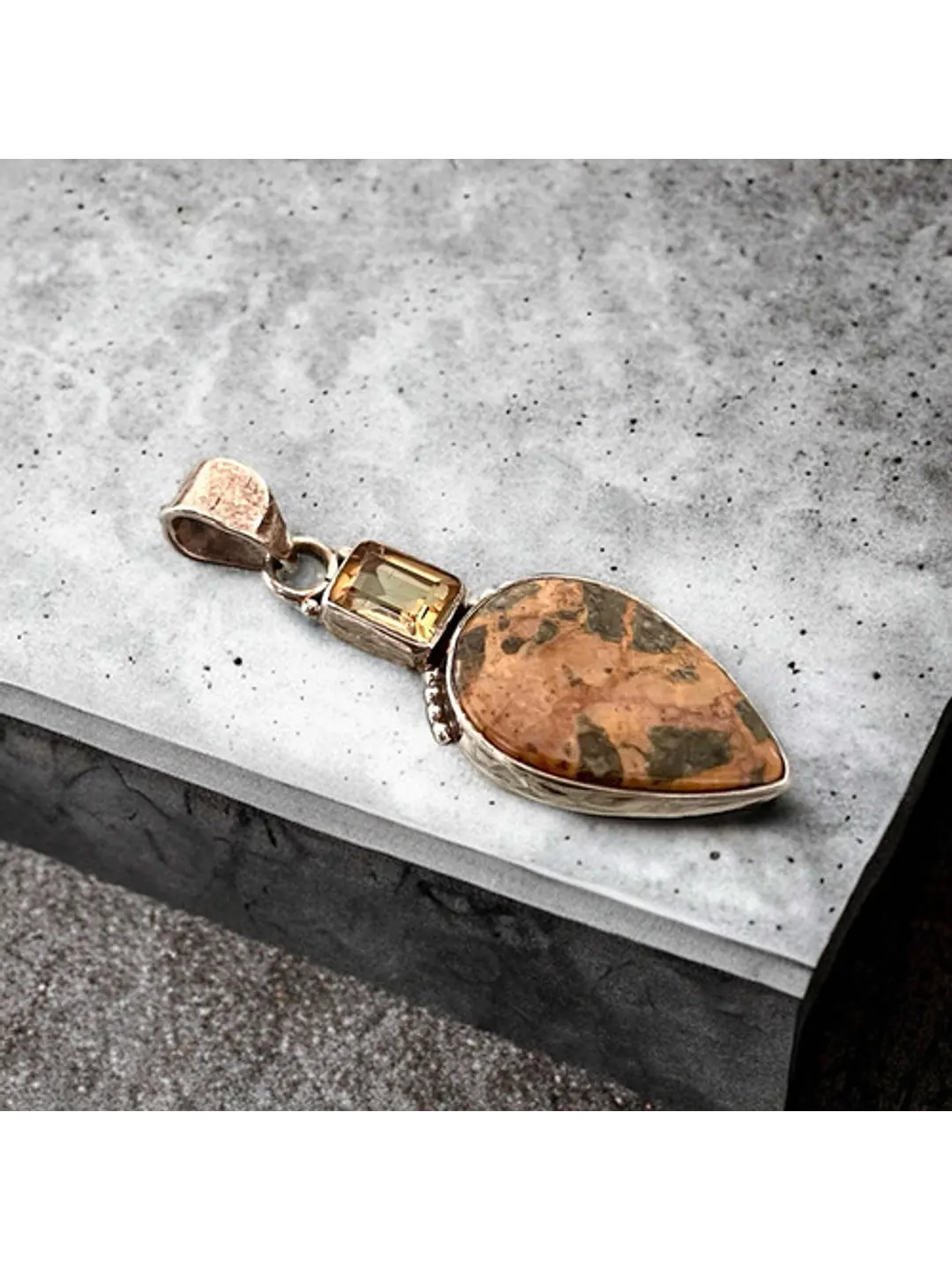 Colgante Jaspe Yellow Jacket -  Marruecos Y Citrino - Joyas Velardi