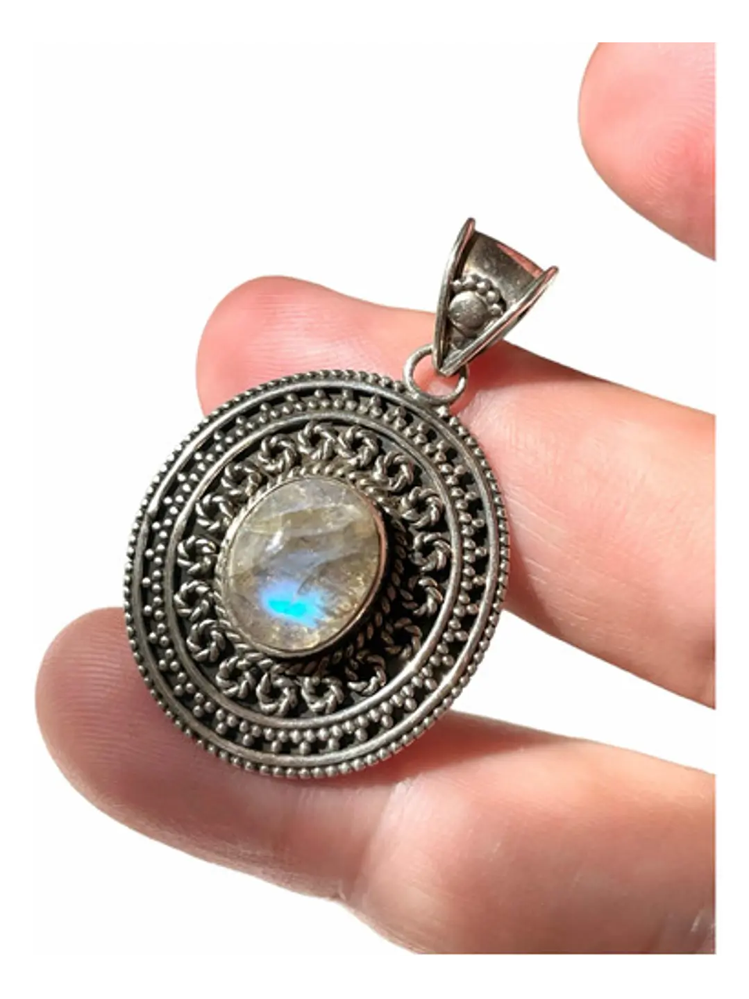 Colgante Medallón Labradorita Azul De Madagascar - Joyas Velardi