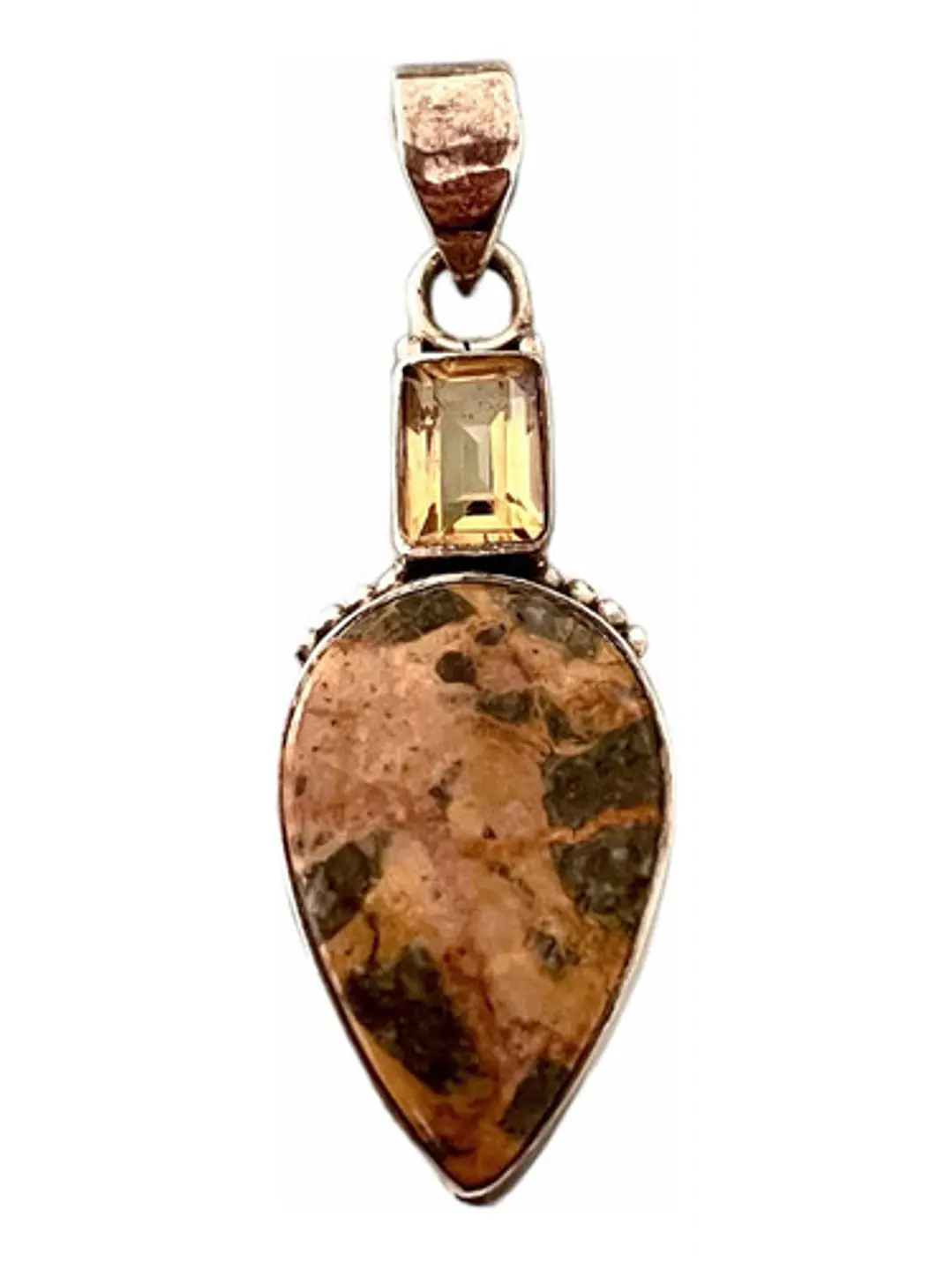 Colgante Jaspe Yellow Jacket -  Marruecos Y Citrino - Joyas Velardi