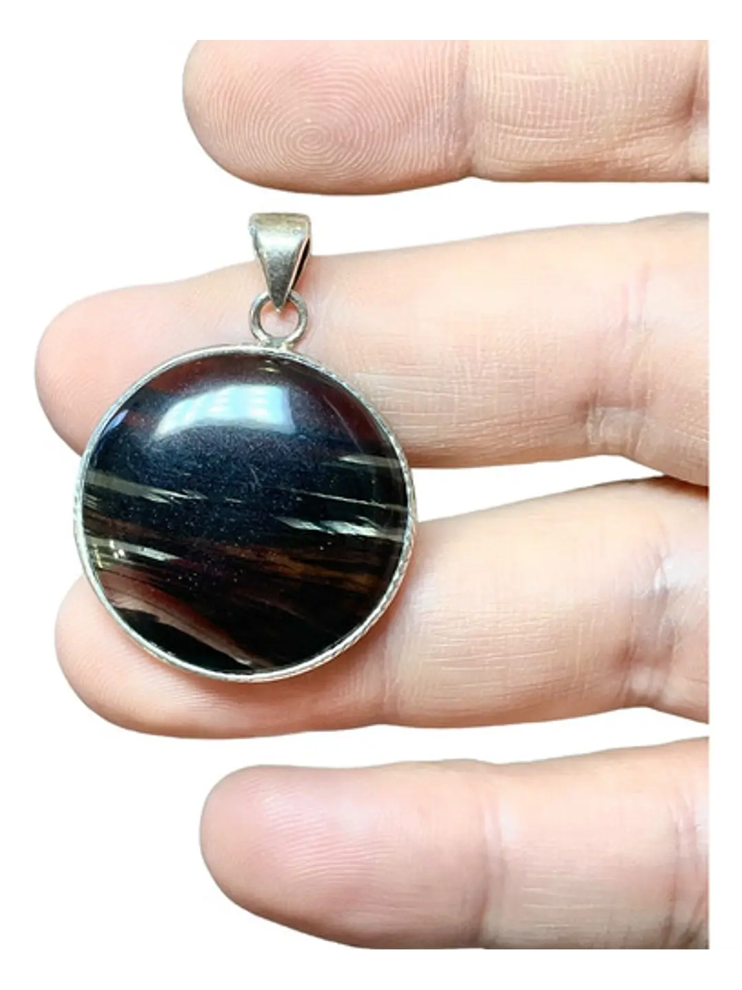 Colgante Obsidiana Lazo Negro En Plata - Joyas Velardi