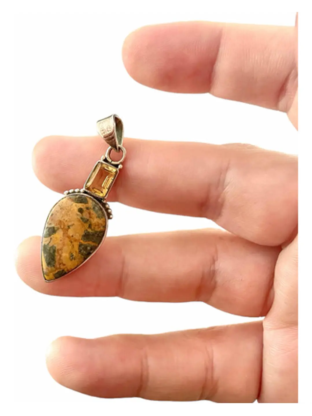 Colgante Jaspe Yellow Jacket -  Marruecos Y Citrino - Joyas Velardi