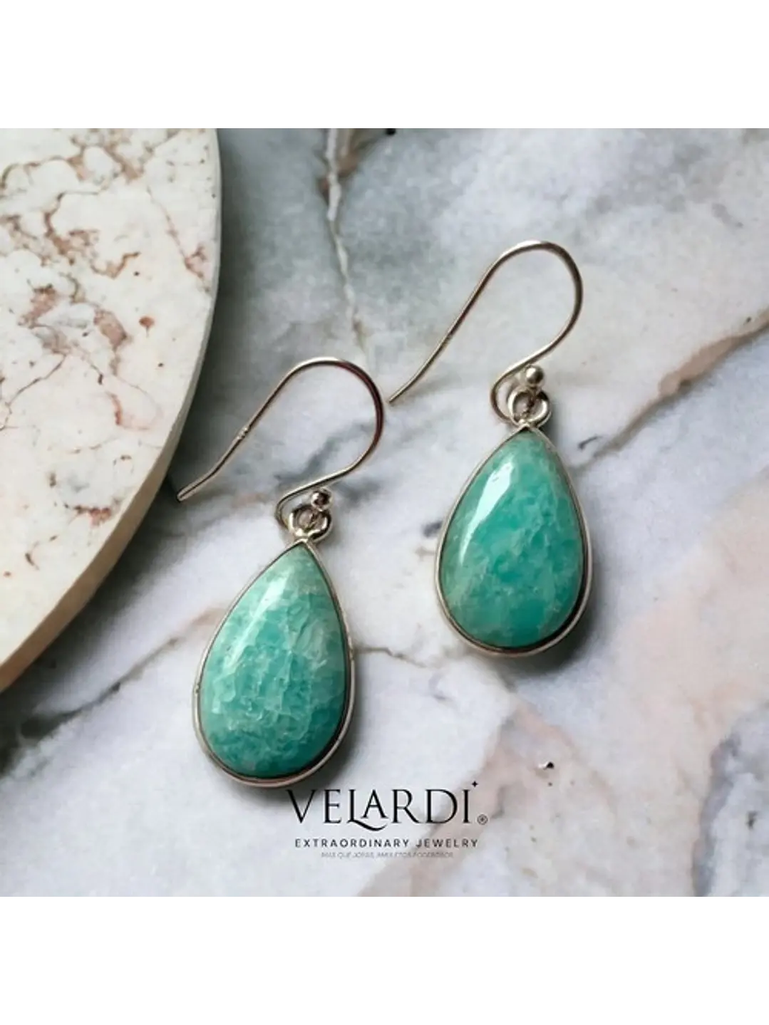 Aros De Amazonita Paraiba En Plata - Chiara Exclusive - Joyas Velardi