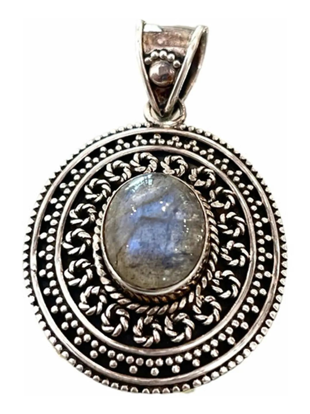 Colgante Medallón Labradorita Azul De Madagascar - Joyas Velardi