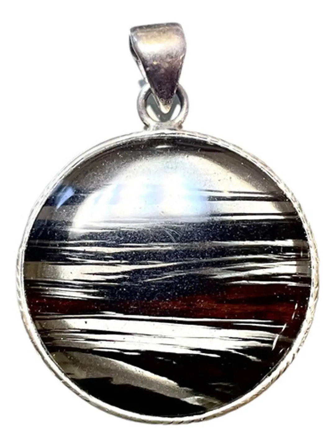 Colgante Obsidiana Lazo Negro En Plata - Joyas Velardi