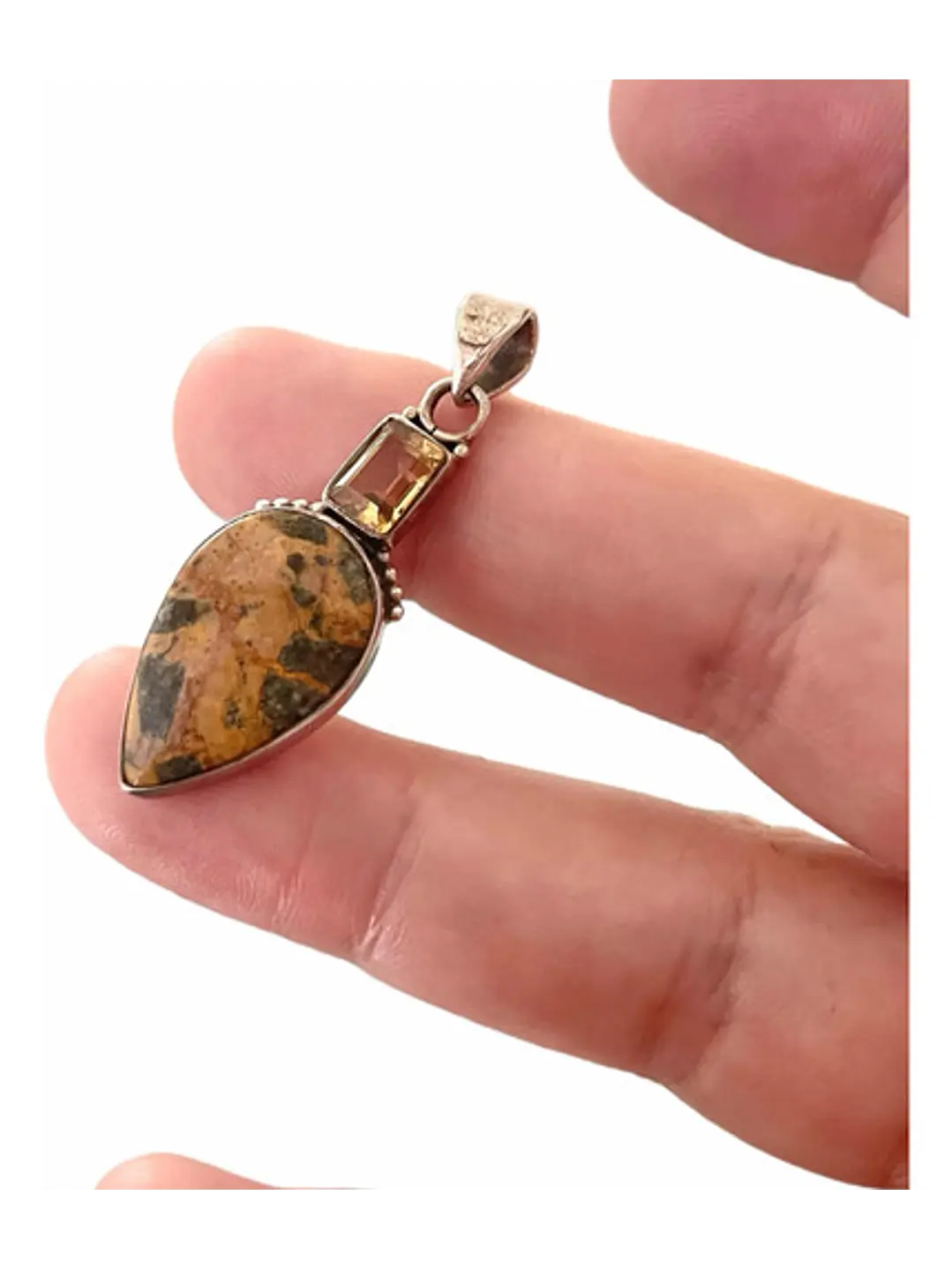 Colgante Jaspe Yellow Jacket -  Marruecos Y Citrino - Joyas Velardi