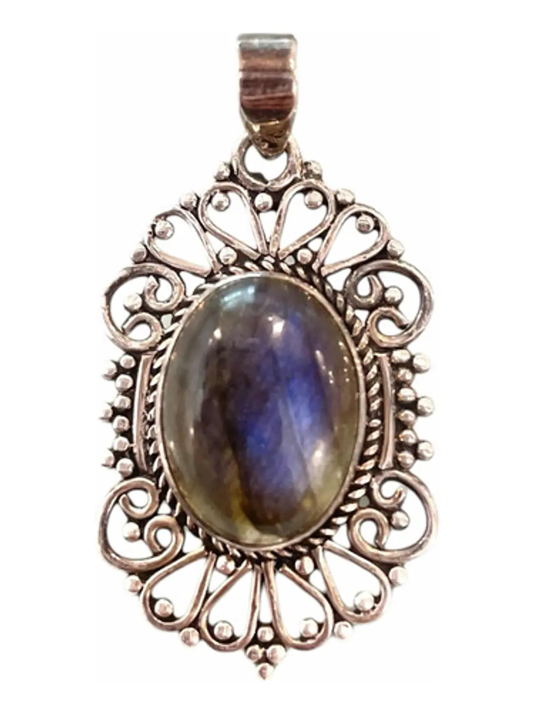 Colgante De Labradorita Azul De Madagascar En Plata - Joyas Velardi