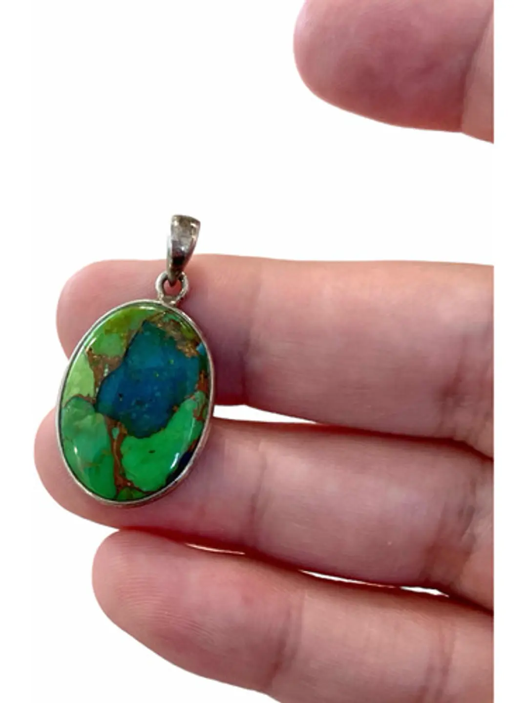 Colgante De Turquesa Verde En Turquesa Azul Mojave - Joyas Velardi