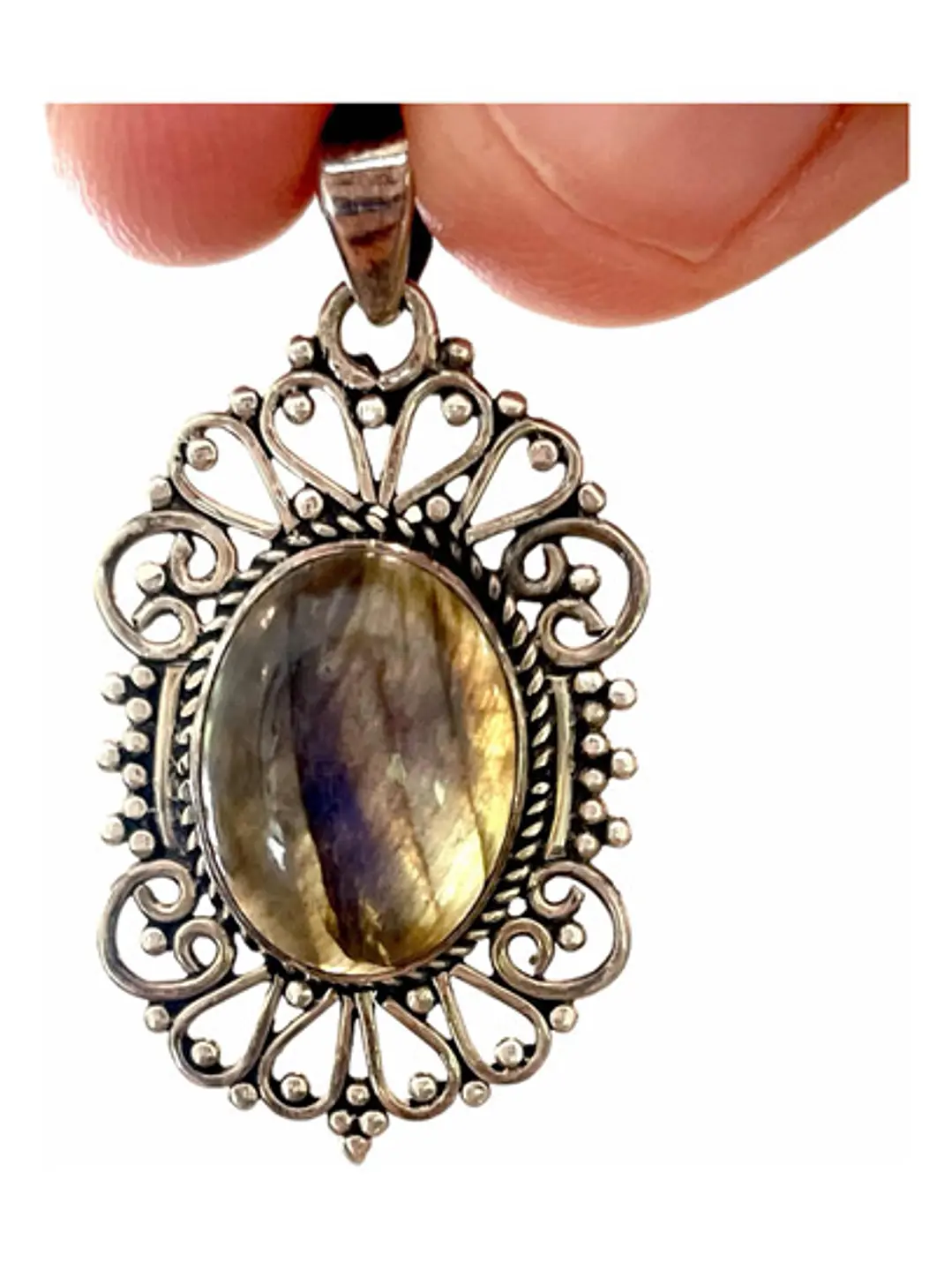 Colgante De Labradorita Azul De Madagascar En Plata - Joyas Velardi