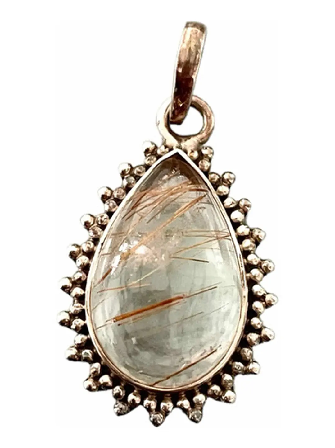 Colgante De Cuarzo Rutilo Dorado En Plata - Joyas Velardi