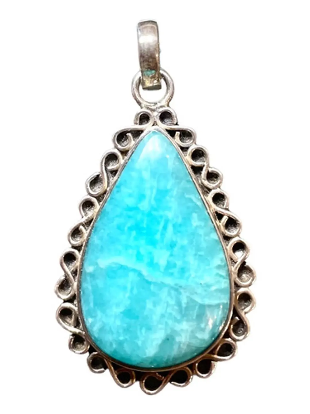 Colgante De Amazonita Paraiba En Plata - Joyas Velardi