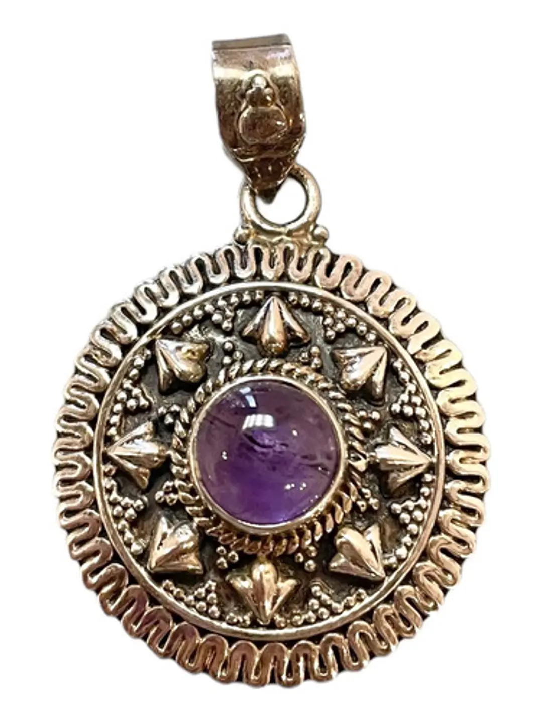 Colgante Medallón Con Amatista De África En Plata - Joyas Velardi