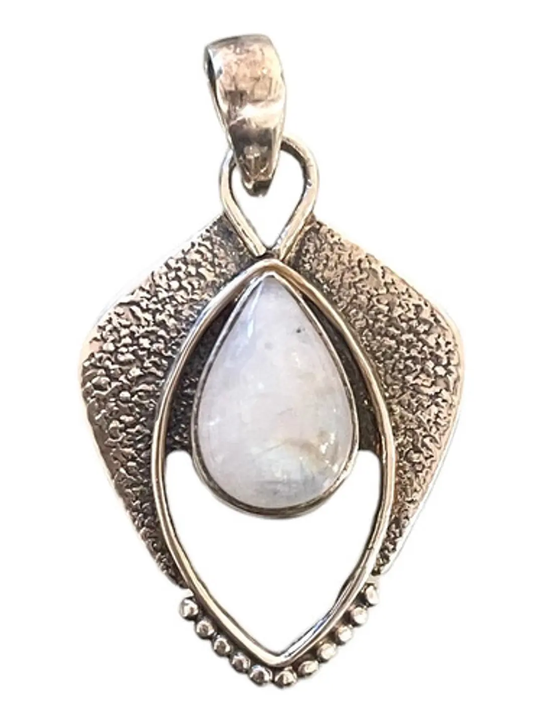 Colgante De Piedra Luna Arcoíris De La India Plata - Joyas Velardi