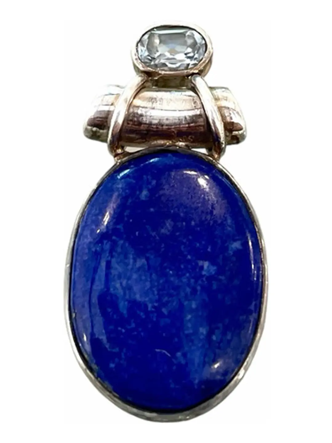 Colgante De Lapislázuli De Afganistán Y Topacio Azul Cielo - Joyas Velardi