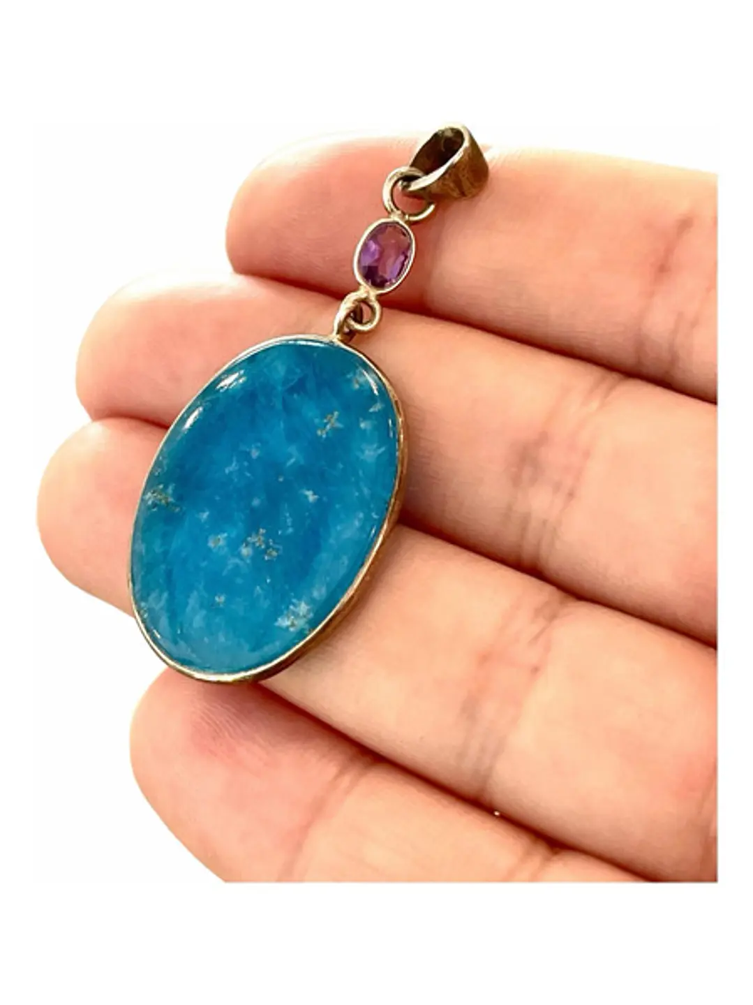 Colgante De Smithsonita Con Amatista De África Plata - Joyas Velardi